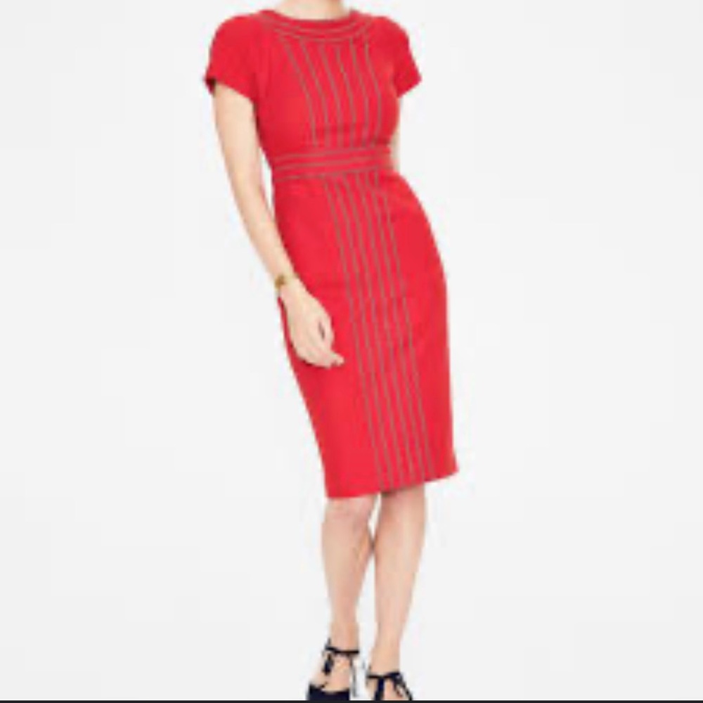 Boden Kitty Poinsettia Red Textured Sheath Dress 14
